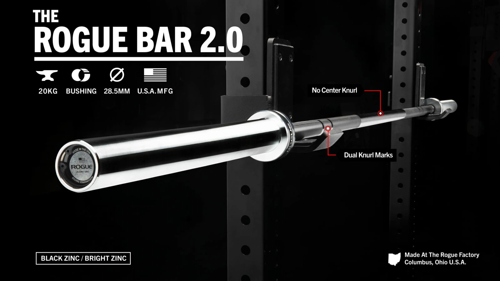 Rogue Fitness The Rogue Bar 2.0 - Black Zinc 3 Rogue Fitness The Rogue Bar 2.0 - Black Zinc