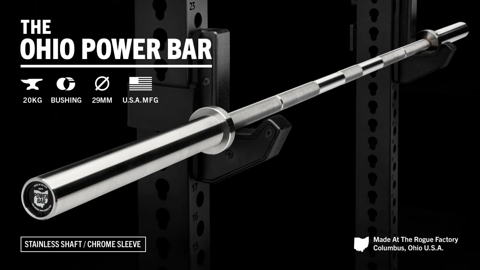 Rogue Fitness Rogue 20KG Ohio Power Bar - Stainless Steel 3 Rogue Fitness Rogue 20KG Ohio Power Bar - Stainless Steel