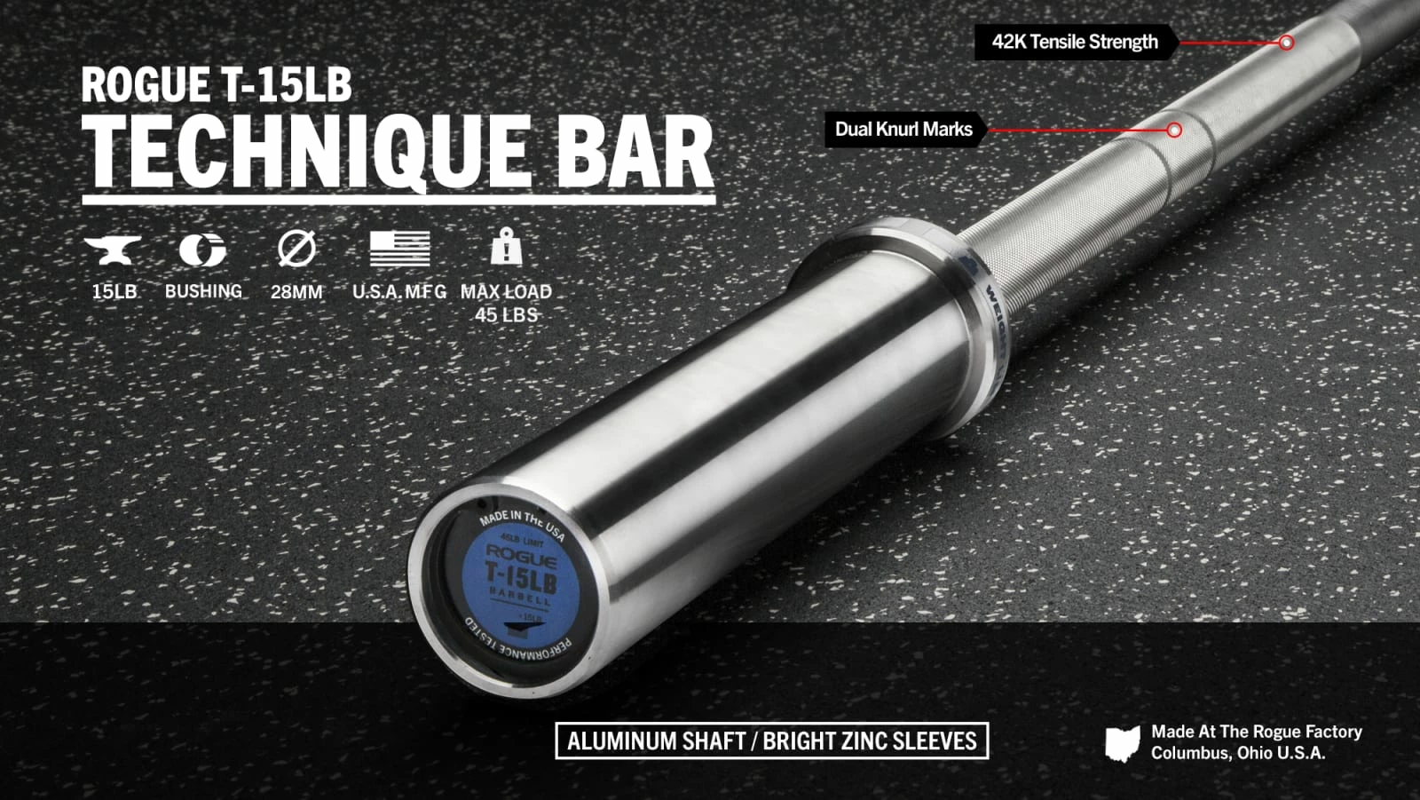 Rogue Fitness Rogue T-15LB Technique Bar 3 Rogue Fitness Rogue T-15LB Technique Bar