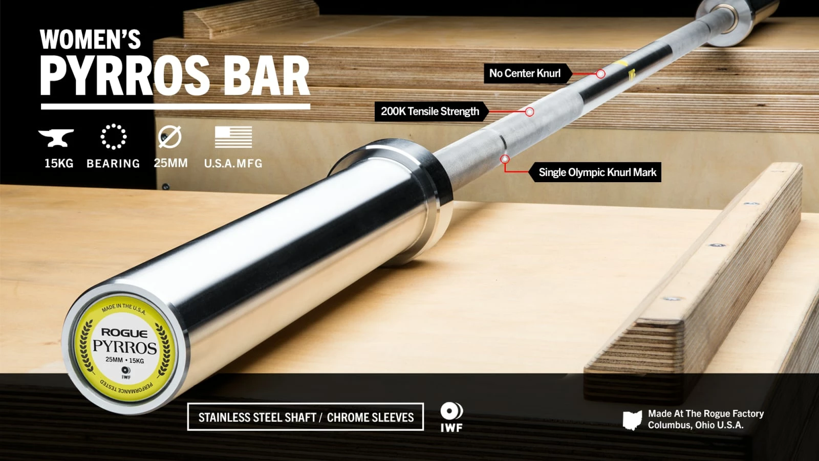 Rogue Fitness Rogue Pyrros Bar - 25MM 3 Rogue Fitness Rogue Pyrros Bar - 25MM