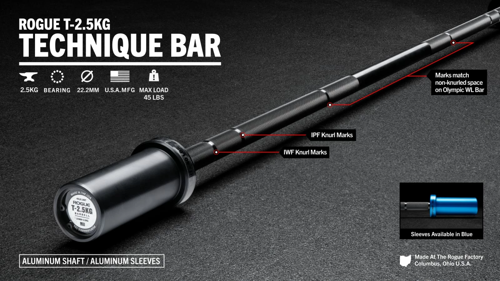 Rogue Fitness Rogue T-2.5KG Technique Bar 3 Rogue Fitness Rogue T-2.5KG Technique Bar